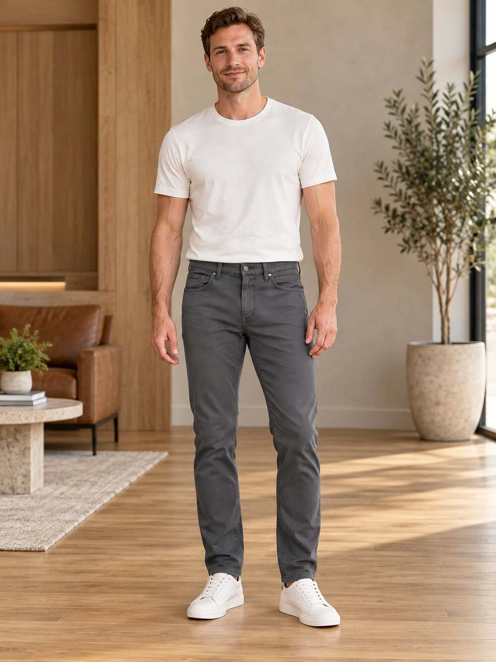 Joe’s Jeans Men’s Slim Fit Pants Gray Cotton Stretch 5 Pocket Size 32